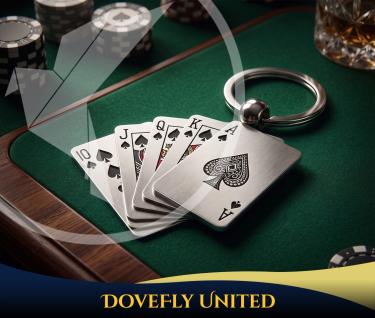 同花順造型 POKER 撲克牌鑰匙圈 訂製生產 金屬鑰匙圈訂製工廠