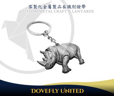 動物犀牛造型金屬鑰匙圈 動物園主題鑰匙圈 金屬鑰匙圈客製化生產